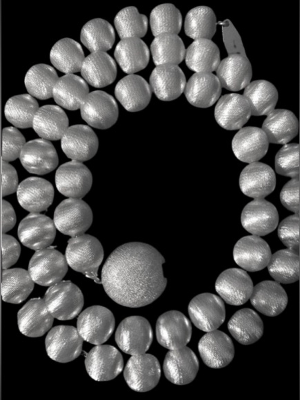 Vintage Monet Brushed Silver Tone Ball Beads Round Push Lock 24” Necklace